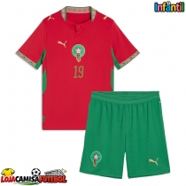 Camisa de Futebol Marrocos Youssef En-Nesyri #19 Equipamento Principal Infantil Mundo 2026 Manga Curta (+ Calças curtas)